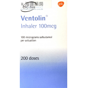 喘樂寧吸入器 VENTOLIN INHALER 100MCG/METERED DOSE